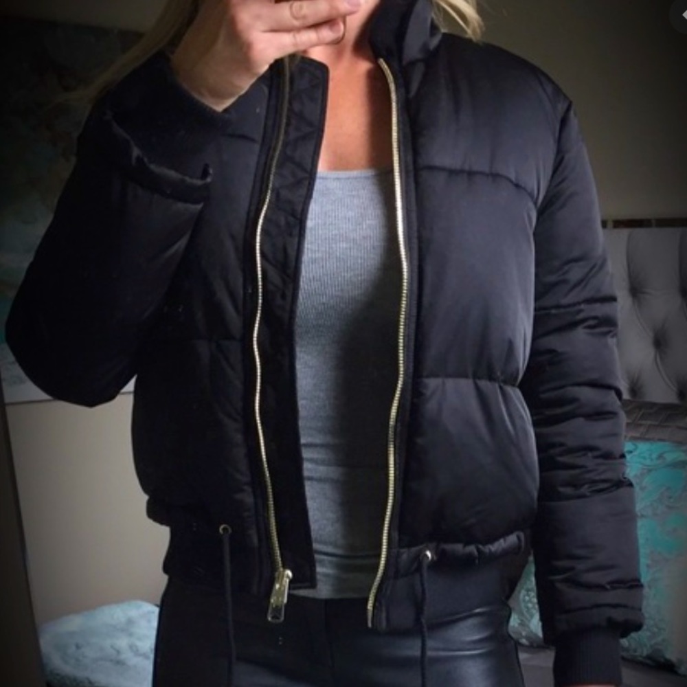Topshop Black Puffer Coat